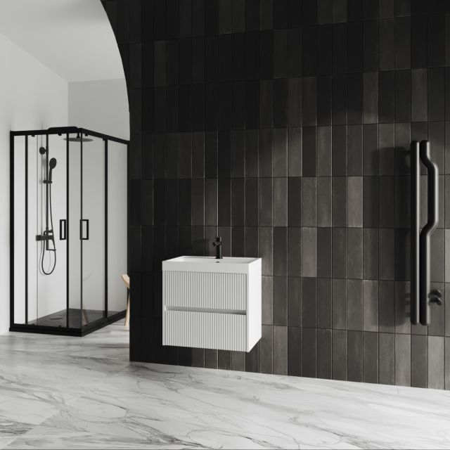 Kúpeľňová skrinka s umývadlom 60 cm v matnej bielej farbe