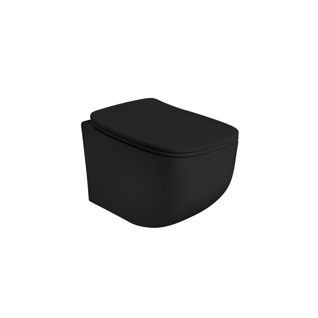 Matná čierna toaleta bez okrajov