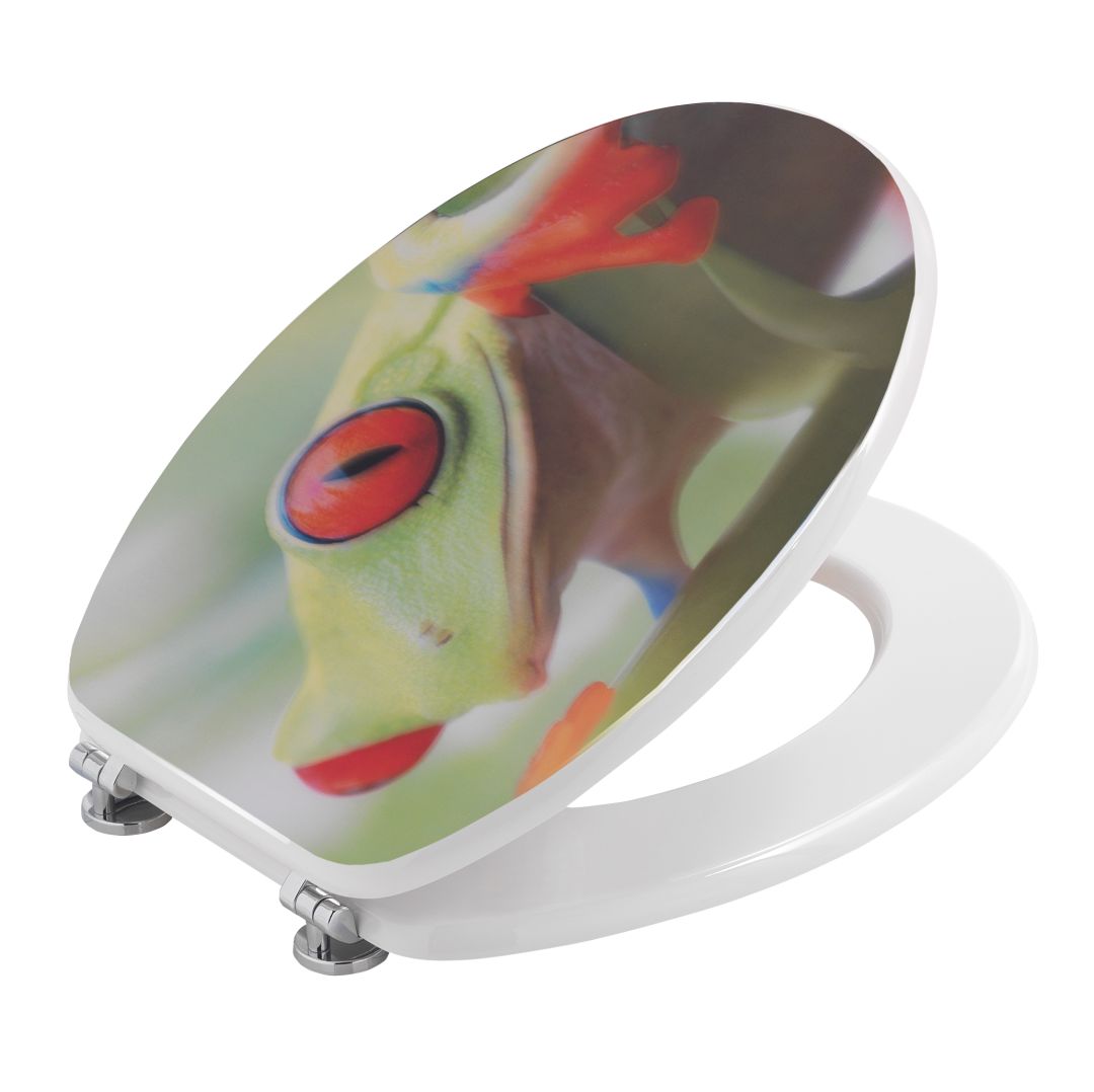 Záchodová krycia doska s farebným vzorom v tvare žaby 3 D