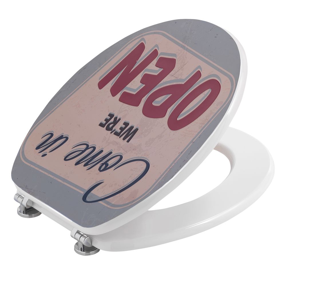 Krycia doska toalety s kovovým a farebným dizajnom 