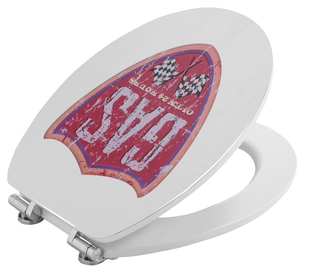 Kryt WC sedadla s kovovým „plynovým“ štítom