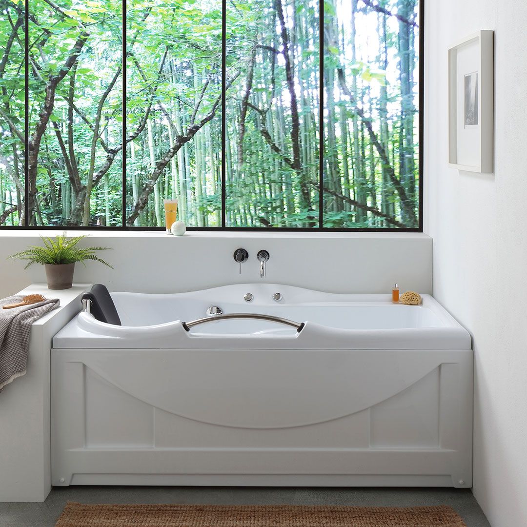 Obdĺžniková biela akrylová vírivá vaňa