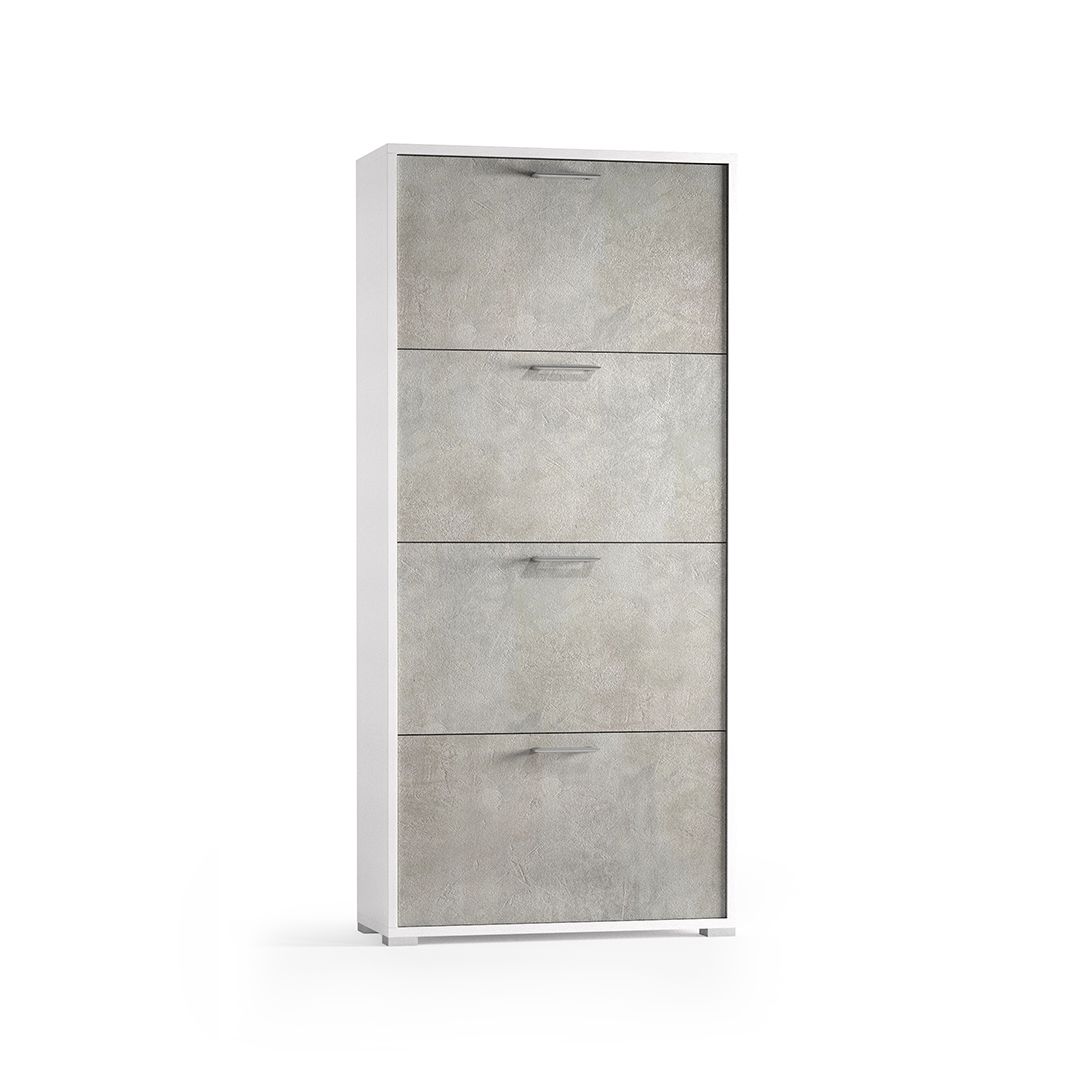 Biela skrinka na topánky s betónovou prednou časťou