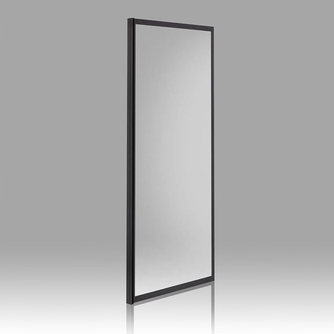 Pevná stena šírka 80 cm výška 190 cm matný čierny rám a 6 mm tvrdené číre sklo