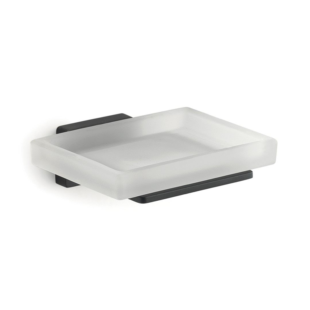 Štvorcová mydelnička s čiernym držiakom