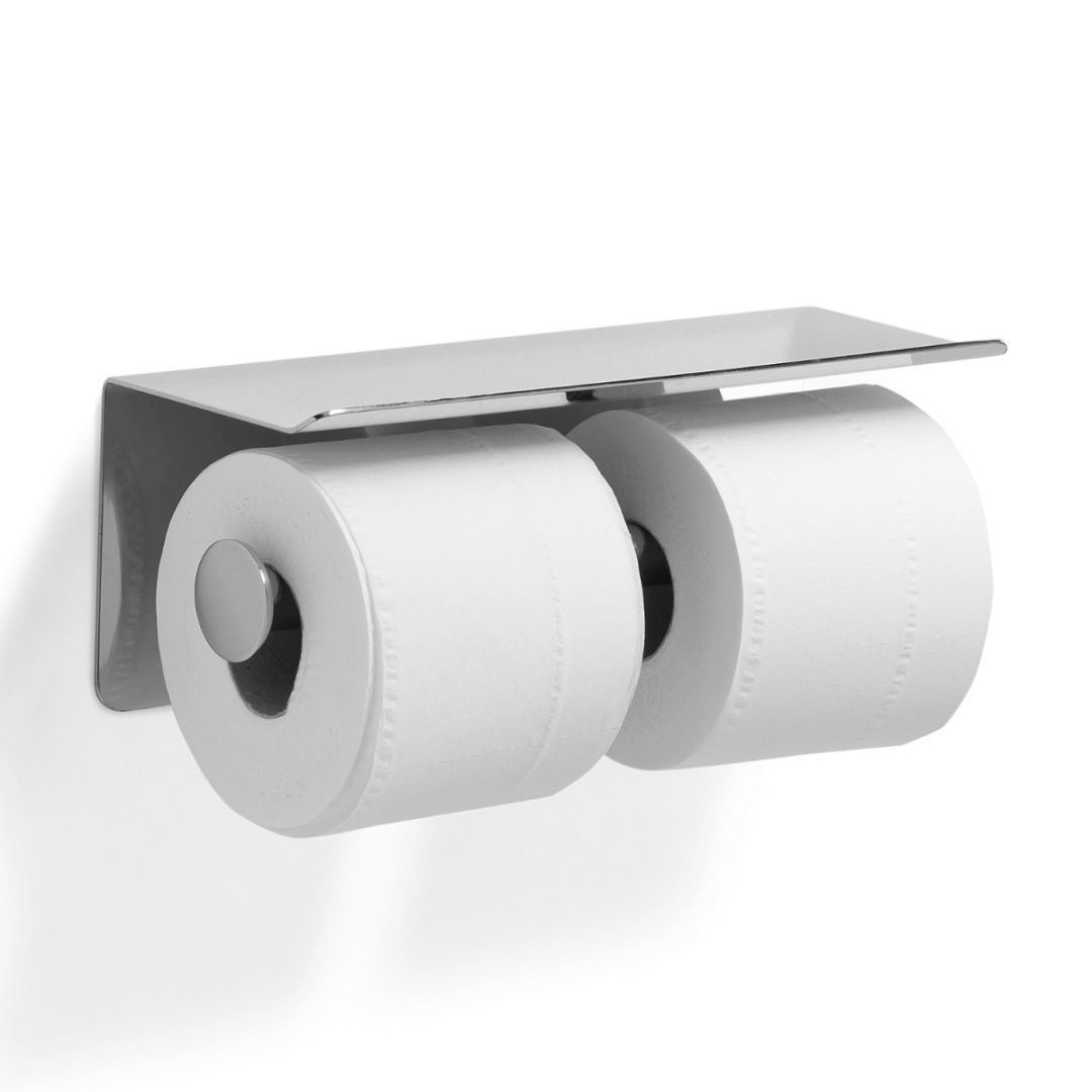 krytý dvojitý držiak na rolky s vrchnou časťou z leštenej nehrdzavejúcej ocele 