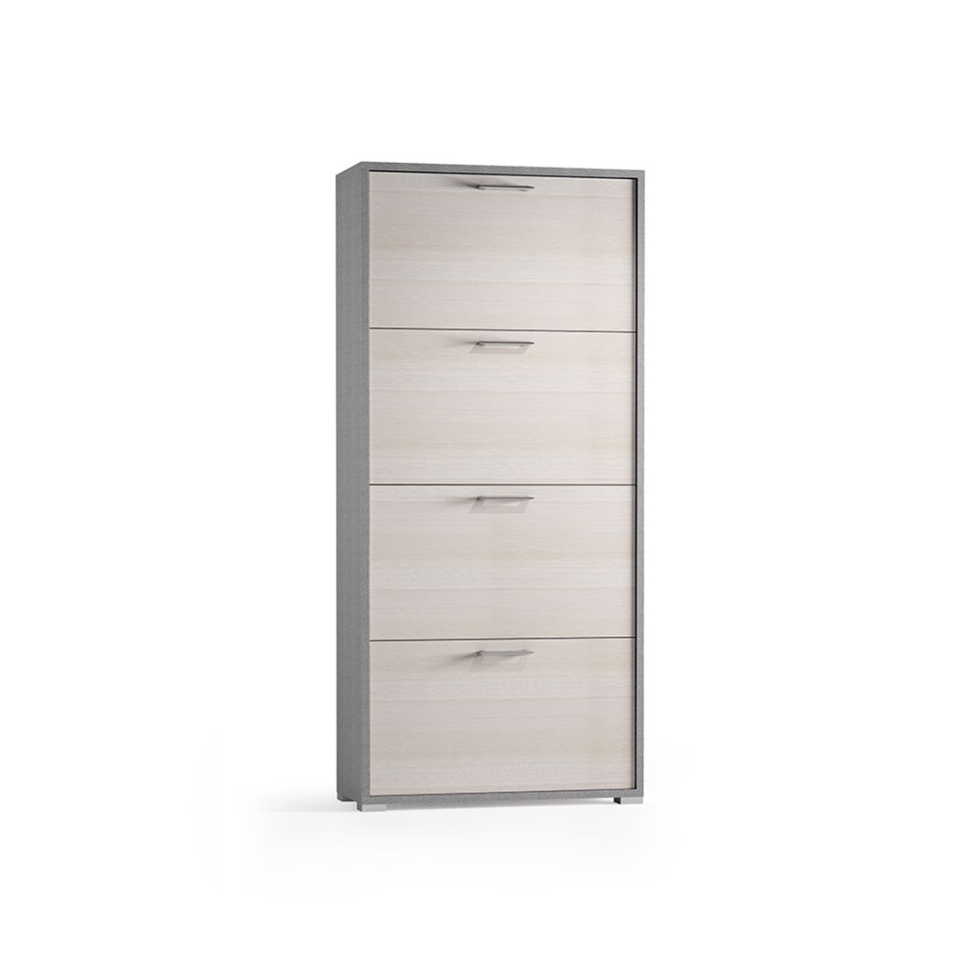 Skriňa na topánky s látkovým efektom a smrekovcovými dvierkami