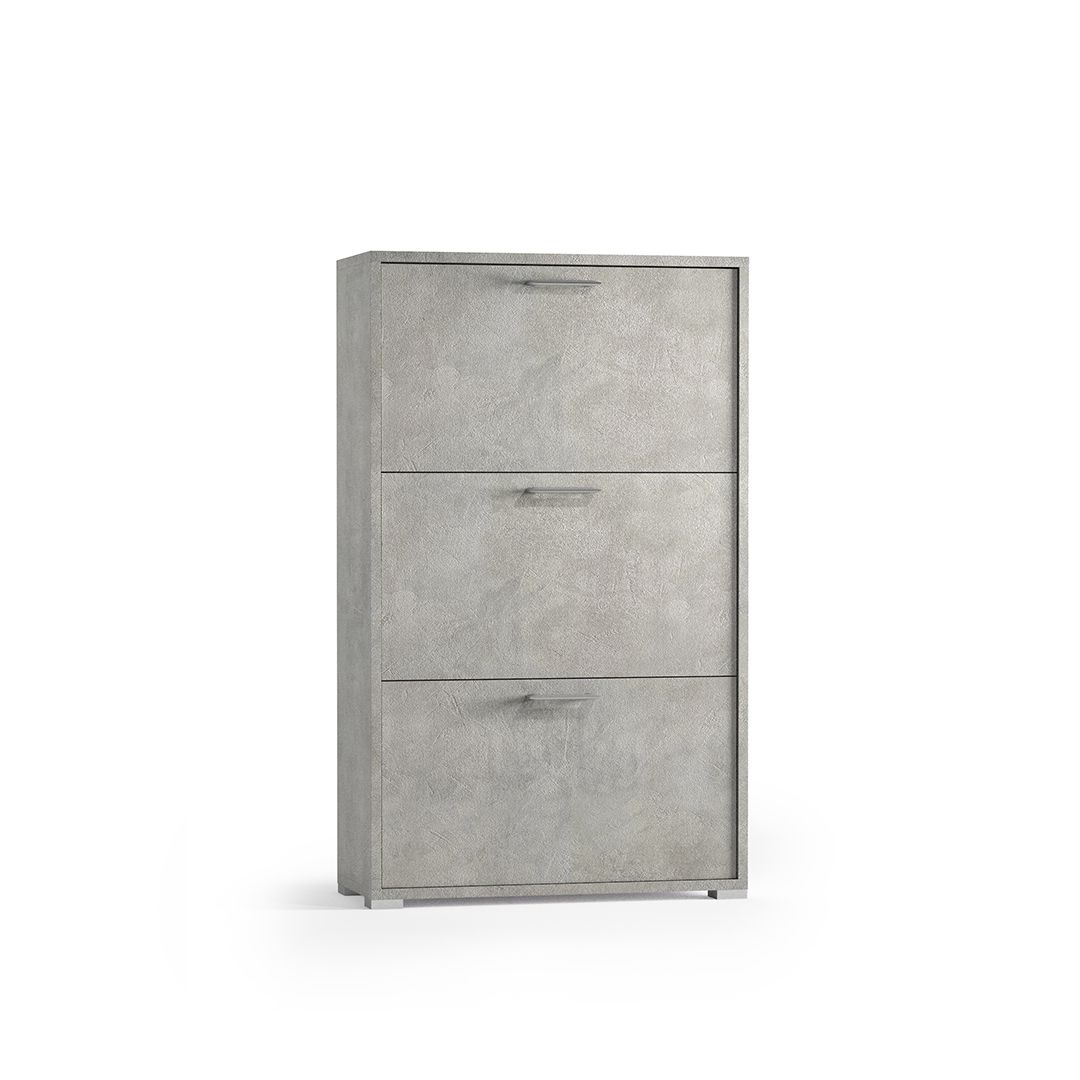 Cementovo sivá 3-dverová skrinka na topánky