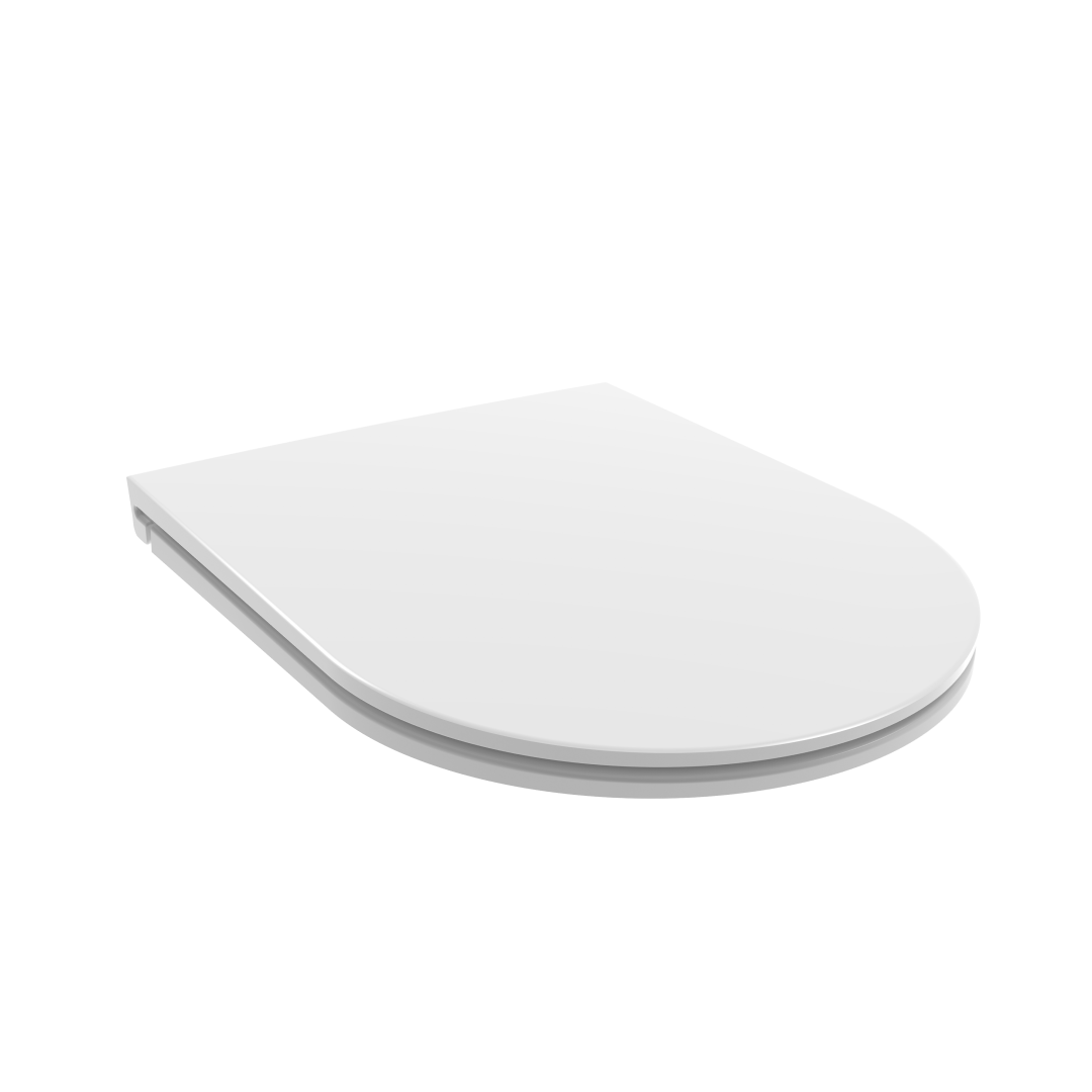 Lesklé biele záchodové sedadlo s mechanizmom pomalého zatvárania