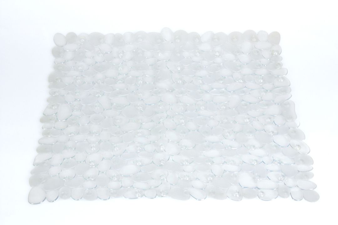 Protiplesňový sprchový koberec z priehľadnej gumy s efektom kameňov