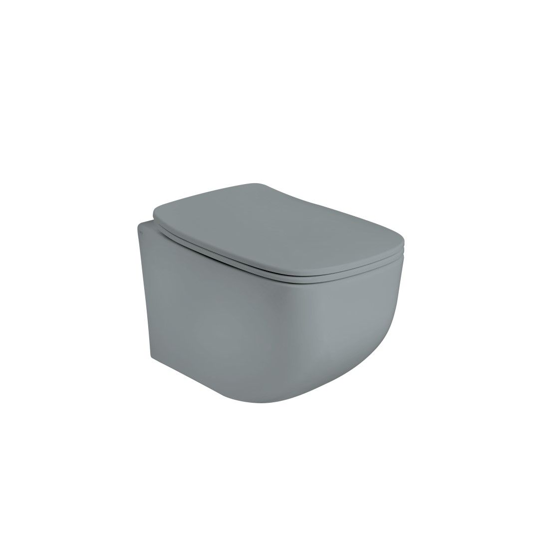 Závesné WC bez ráfika matné sivé