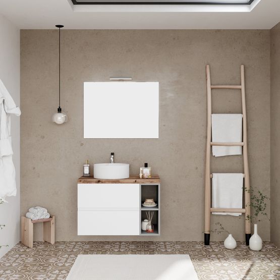 Visiaci kúpeľňový nábytok 80cm, 2 zásuvky a otvorený priestor 
